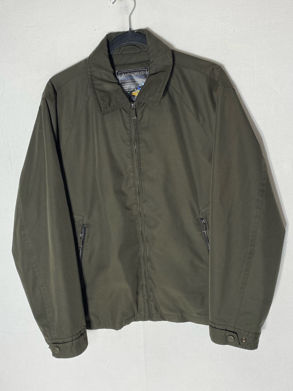 Rainforest Membrane Waterproof Windproof Olive Full Zip Hoodless Rain Shell S